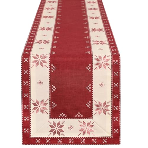 Christmas Snowflake Table Runner 14 x 54 Inch Embroidered Holiday Decor