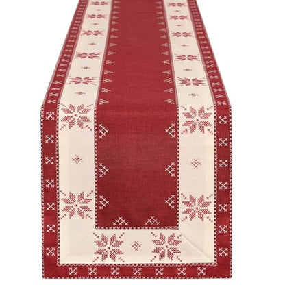 Christmas Snowflake Table Runner 14 x 54 Inch Embroidered Holiday Decor