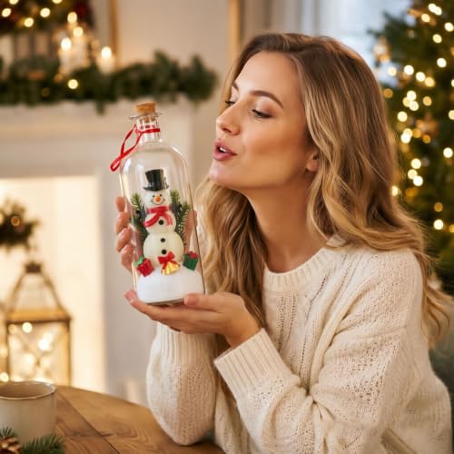 Recordable Christmas Tree in a Glass Bottle with Snowy Mini Trees - Red B