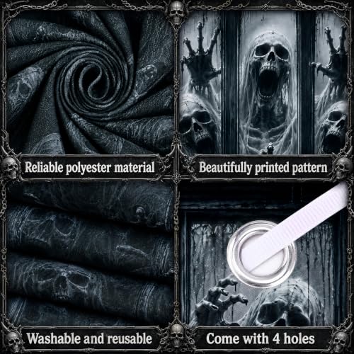 Halloween Skeleton Door & Window Cover Set - Spooky Porch Decorations