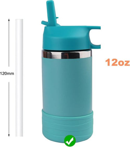 Hydro Flask Reusable Replacement Straws - BPA-Free 6-Pack with Straw Brush for 12oz Kids Water Bottles