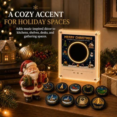 Magnetic Christmas Music Box Player with Interchangeable Discs - Holiday Decor