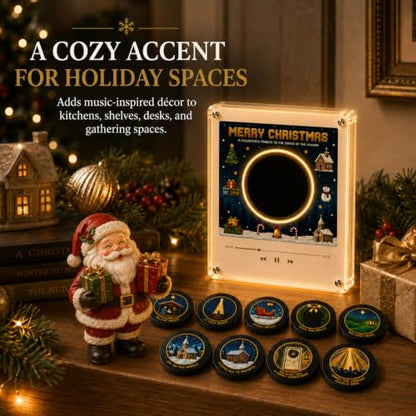 Magnetic Christmas Music Box Player with Interchangeable Discs - Holiday Decor