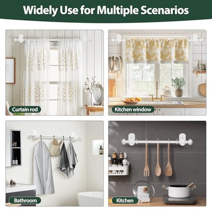 White No Drilling Curtain Rods 32-86 Inches Pack of 4 - Renter Friendly
