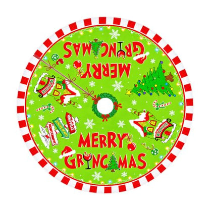 48-Inch Christmas Tree Skirt - Festive Green Red Holiday Decorations