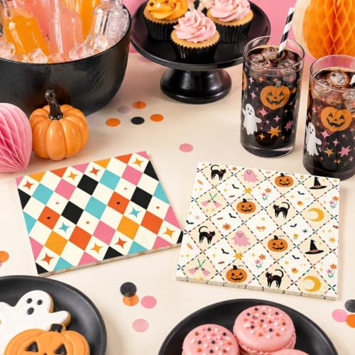 Halloween Cocktail Napkins 50 Pack Ghost Pumpkin Black Cat Party Supplies