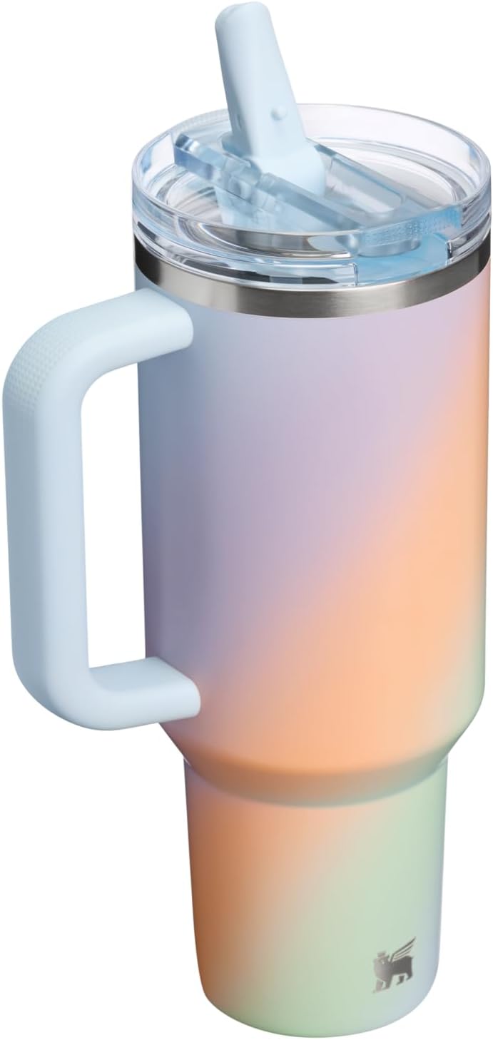 STANLEY Quencher ProTour 40 oz Tumbler - Leakproof Lid, Built-In Straw & Handle | BPA-Free Insulated Cup | Sunrise Spiral
