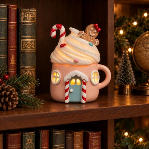 Lighted Gingerbread Cake House Christmas Decor - Resin Tabletop Display