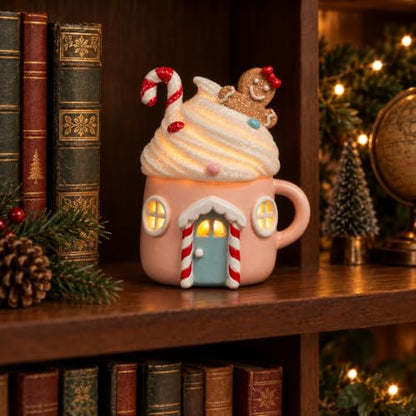 Lighted Gingerbread Cake House Christmas Decor - Resin Tabletop Display