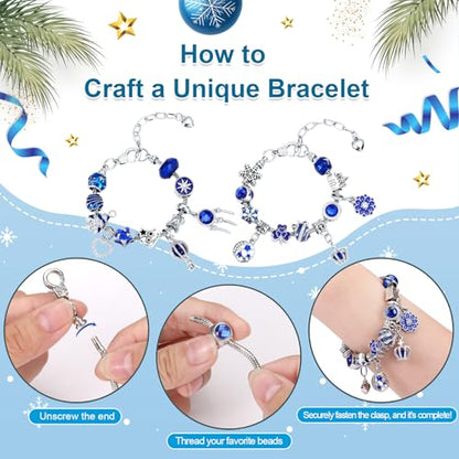 Naler Jewelry Advent Calendar 2026 - Light Blue Winter Themed Jewelry Making Kit with Bracelets