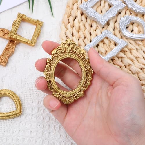 Mini Picture Frame Set 8pcs Vintage Gold Silver Baroque Antique Resin