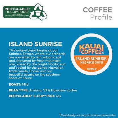 Kauai Coffee Island Sunrise Mild Roast - Compatible with Keurig K-Cup Brewers, 10 CT (Pack of 2)