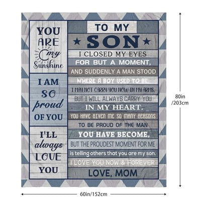Son Gift Blanket 80x60 Inches - Cozy Flannel Throw for Graduation, Birthday, Christmas