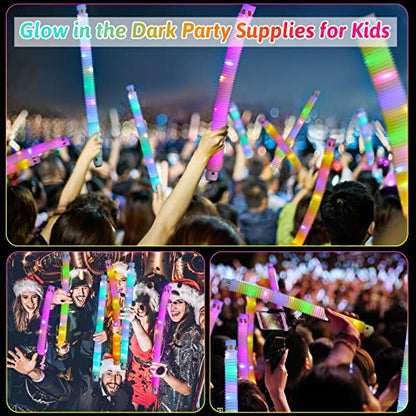 Mikulala 6 Pcs Pop Tubes for Kids Party Favors Glow Sticks Halloween Party Favor for kids Goodie Bags Stuffer Fillers Light Up Toys Birthday Gifts Stocking Fillers Classroom Prize