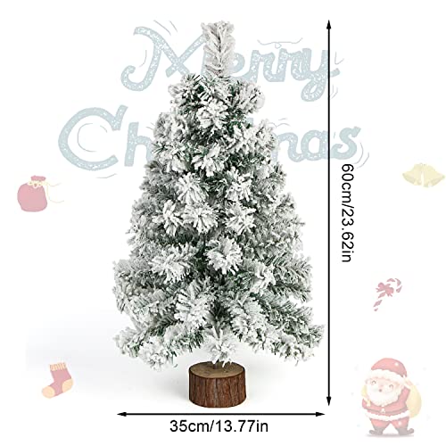 Mini Flocked Christmas Tree - 2 Ft Green Snow Frost Tabletop Holiday Decor