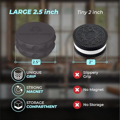 Kozo 2.5-Inch Strong Grip Spice Grinder with Magnetic Lid - Black