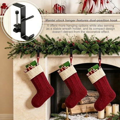 Black 4 Pack Adjustable Clamp-On Stocking Holders for Mantel Christmas Garland