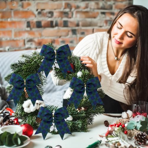 Buffalo Plaid Christmas Bows Decorations for Tree - 24 Pack, 6 Inch