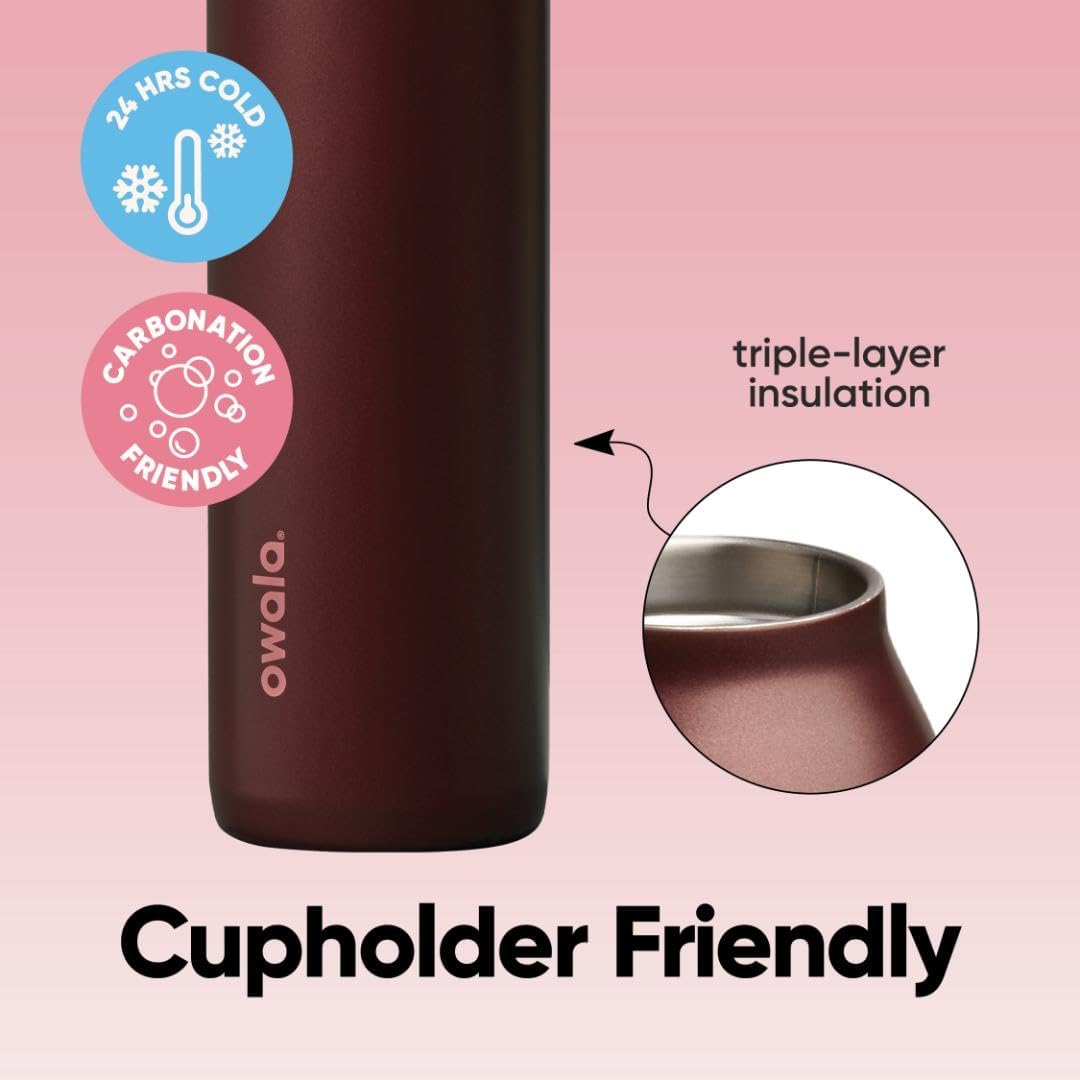 Owala FreeSip Twist Insulated Stainless Steel Water Bottle - BPA-Free, 24 oz, Black Cherry | Perfect for Sports & Travel