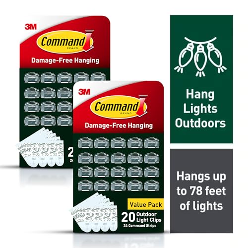 Outdoor Light Clips Clear 40 Pack Weather-Resistant Damage-Free Hanging
