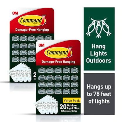 Outdoor Light Clips Clear 40 Pack Weather-Resistant Damage-Free Hanging