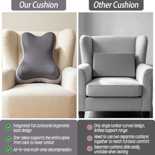 2-in-1 Neck and Lumbar Support Pillow for Recliners - Breathable Back Cushion