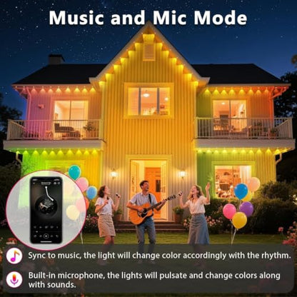 Outdoor RGB LED Lights 300FT Waterproof Smart Eaves Lighting with App & Remote - DIY Color Scenes & Modes