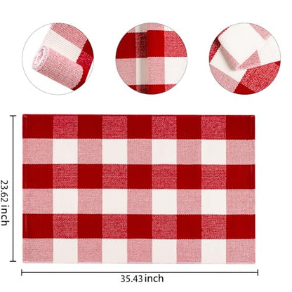 Red Buffalo Plaid Christmas Door Mat Outdoor Rug 24x35 Welcome Entryway Rug