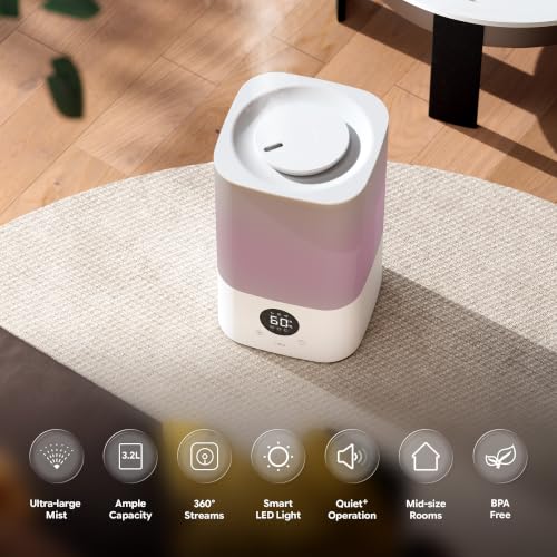 Smart Humidifier 3.2L HomeKit Compatible Top-Fill Cool Mist White