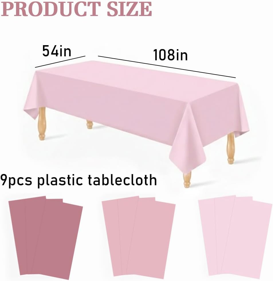 Regine Switzerland Pink Plastic Tablecloth - Waterproof Disposable Rectangle for Parties & Events