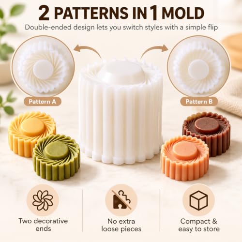 Double-Ended Pastry Mold 2pcs - Decorative Mooncake & Pastry Cutter Set