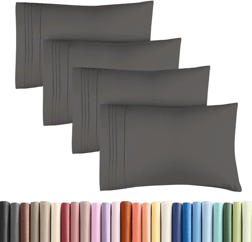 King Standard Pillow Cases by King - Soft Hotel Quality Pillowcase Covers | Comfy & Machine Washable - 4 Piece Set in Charcoal
