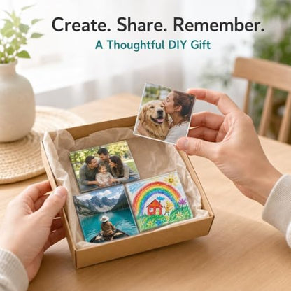 Square Clear Acrylic Fridge Magnets Kit - 20 DIY Photo Magnets with Adhesive Backing