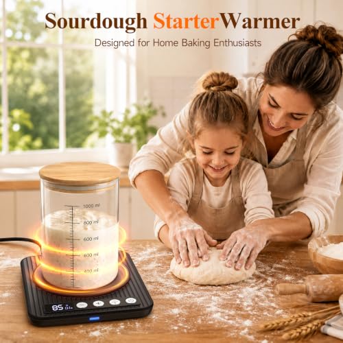 Black Sourdough Starter Warmer Mat with Precise Temp Control & 24H Timer