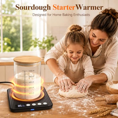 Black Sourdough Starter Warmer Mat with Precise Temp Control & 24H Timer