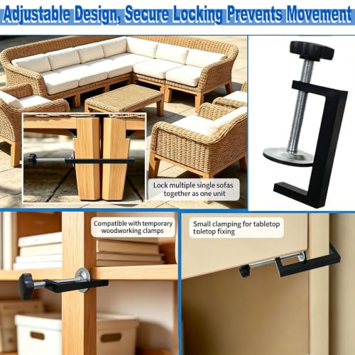 Adjustable Patio Furniture Clips 4 Pack - Universal Rattan & Wicker Connectors