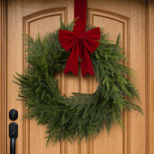 Red Velvet Christmas Cabinet Bows - Adjustable 6 Pack Holiday Decor