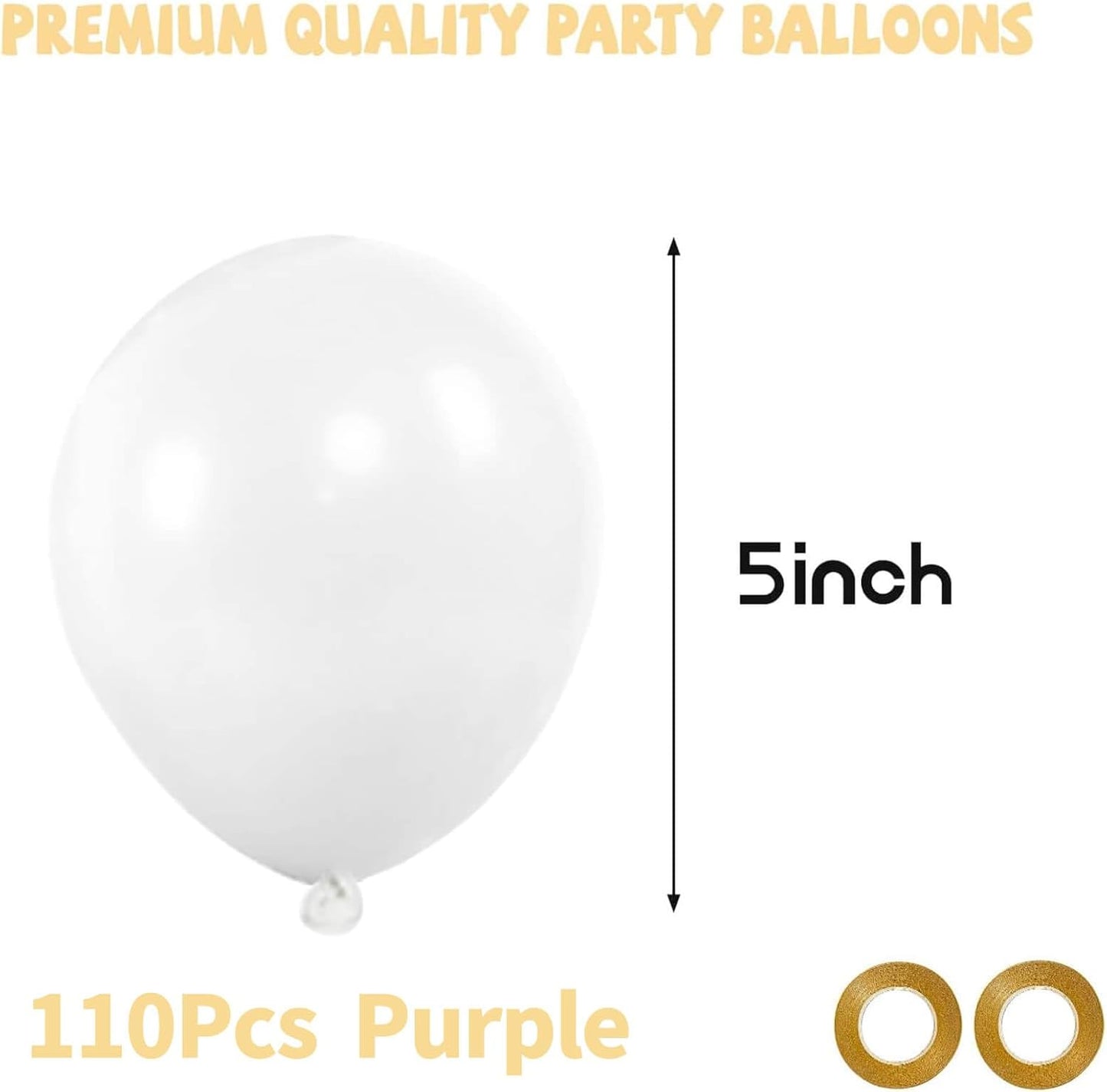 White Balloons 110 Pcs - 5 Inch Small Latex Balloons for Weddings, Birthdays & Baby Showers