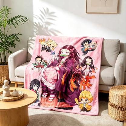 Anime Demon Flannel Blanket - Soft 50x60 Inch Sofa Bed Throw for Fans