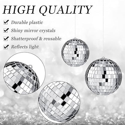 Mini Disco Ball Ornaments - 2 Inch & 1 Inch Hanging Party Decorations, 200 Pack