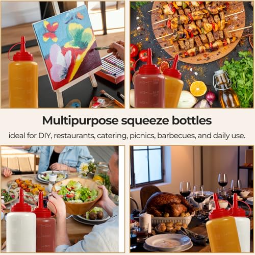 3 Pack 12 oz Leakproof Condiment Squeeze Bottles with Flip Top Caps