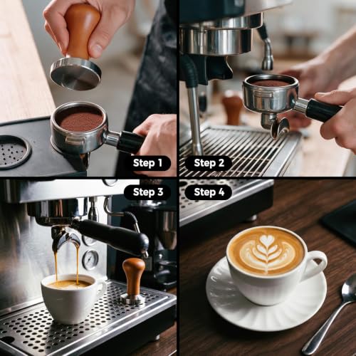 51mm Stainless Steel Espresso Tamper with Dark Wood Handle
