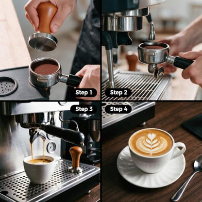 51mm Stainless Steel Espresso Tamper with Dark Wood Handle