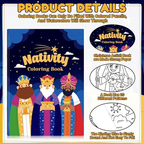Nativity Coloring Book Set - 72 Mini Bible Themed Party Favors - Variation of THIS listing
