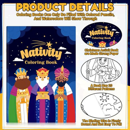 Nativity Coloring Book Set - 72 Mini Bible Themed Party Favors - Variation of THIS listing
