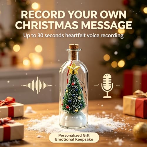 Recordable Christmas Tree Ornament with Snow Scene - Personal Message Bottle