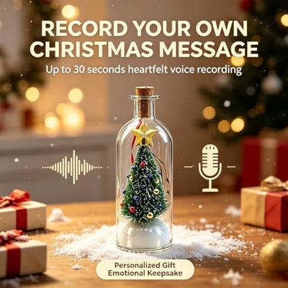 Recordable Christmas Tree Ornament with Snow Scene - Personal Message Bottle