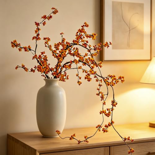 Artificial Fall Berry Branch - 31.5 Inch Cascading Faux Vine for Vase Arrangements