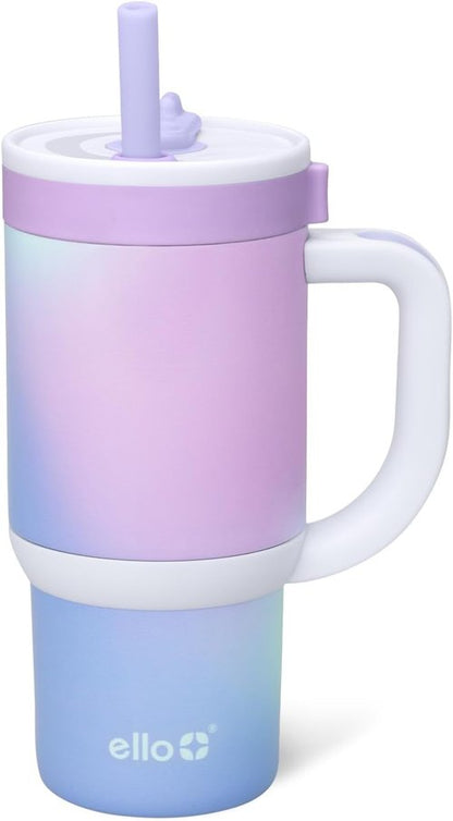 Ello Oasis 14oz Stainless Steel Toddler Tumbler - Leakproof, Insulated, BPA-Free | Purple Swirl