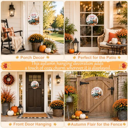 Fall Wooden Door Sign with Lanyard - Autumn Harvest Decor, 11.5 Inches